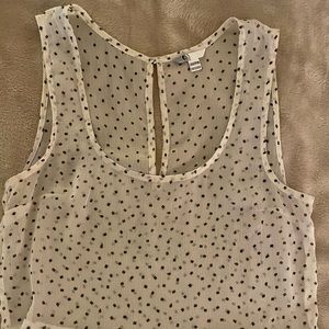 Volcom sheer, off-white with black shapes, baby doll tank. X-small.